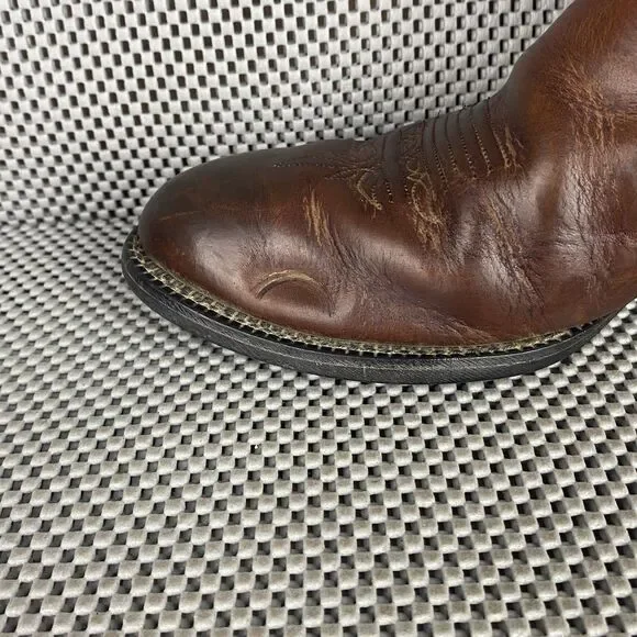Ariat Cowboy Boots Mens Size 9.5 D Brown Leather Western Round Toe Embroidered